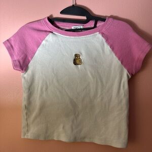 Pink and White Rue21 Cropped Tee